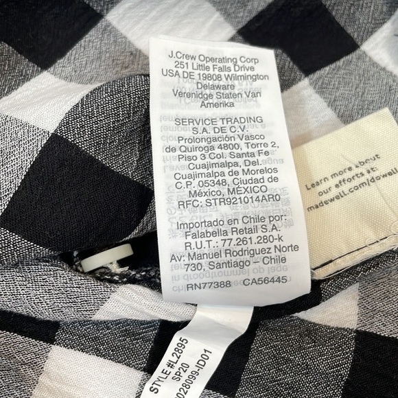Madewell Top Short Sleeve Button-down XS Black and White Check - Picture 10 of 11